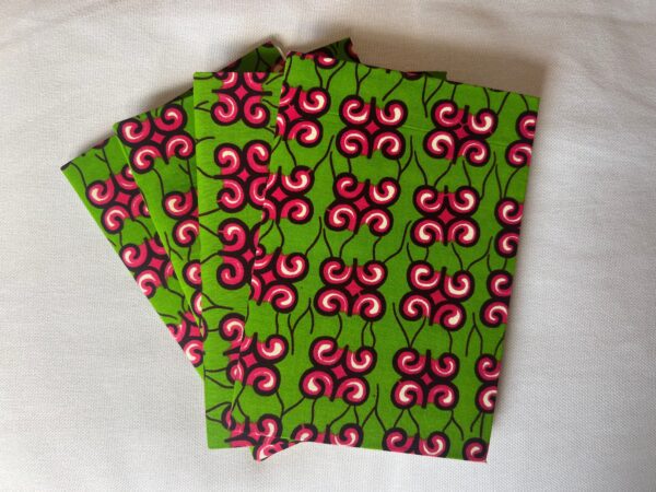 African - Senegalese Fabric Wrapped Notebook (Green & Fuchsia) - Image 3