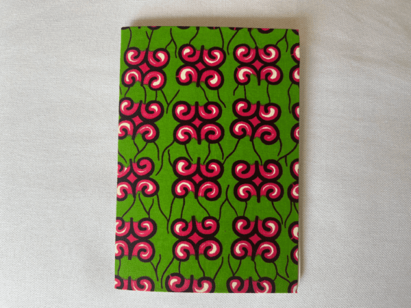 African - Senegalese Fabric Wrapped Notebook (Green & Fuchsia)