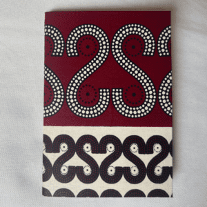 African - Senegalese Fabric Wrapped Notebook (Burgundy & Beige)
