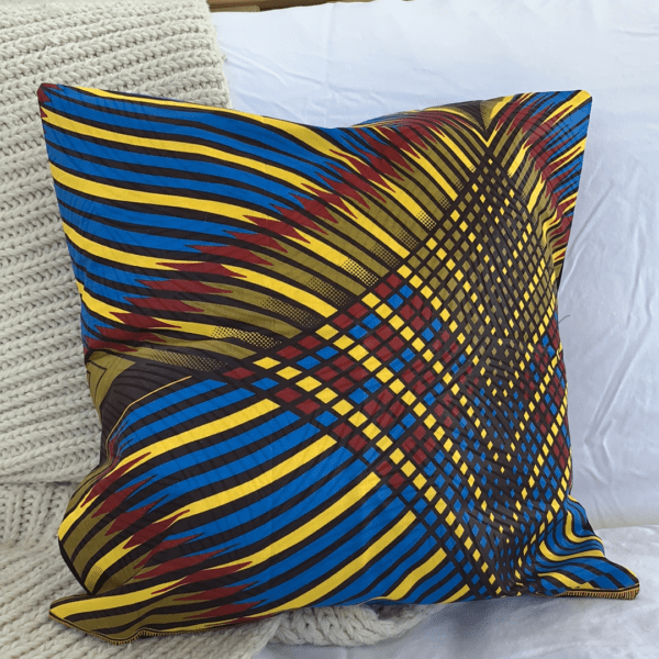 Throw Pillowcase - Senegalese Wax Fabric - Rainbow
