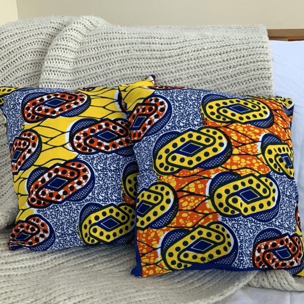 Throw Pillowcase – Senegalese Wax Fabric - Infinity with Stripes - Image 2