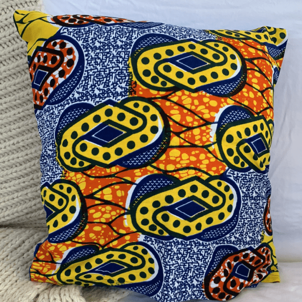 Throw Pillowcase – Senegalese Wax Fabric - Infinity with Stripes