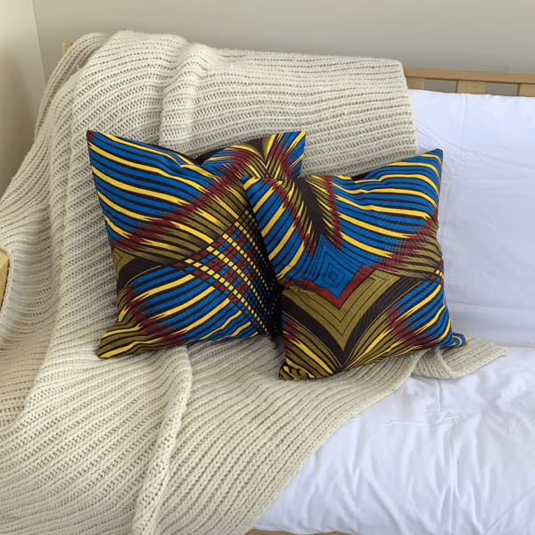 Throw Pillowcase - Senegalese Wax Fabric - Rainbow - Image 5