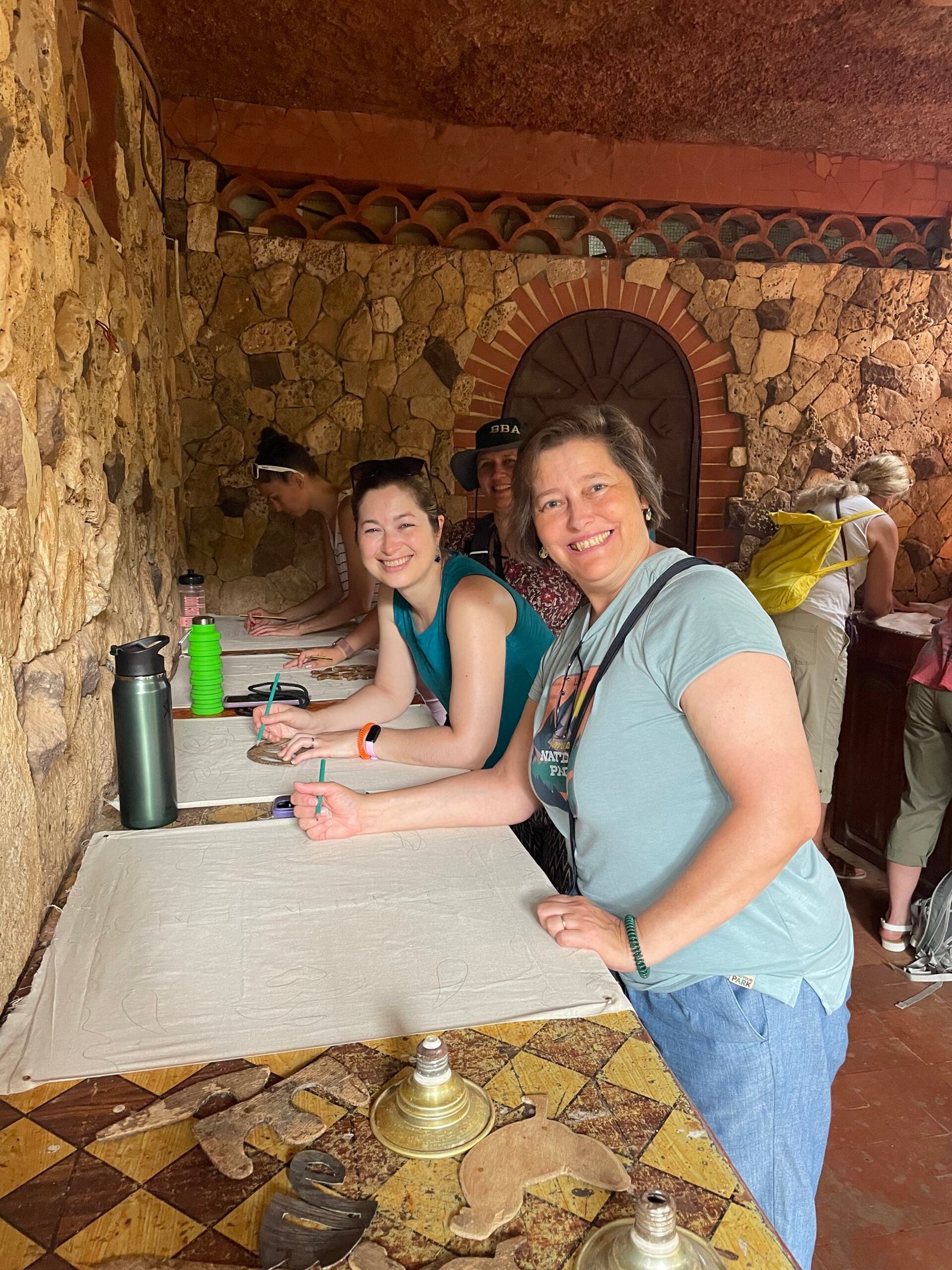 Two French teachers doing batik in Senegal