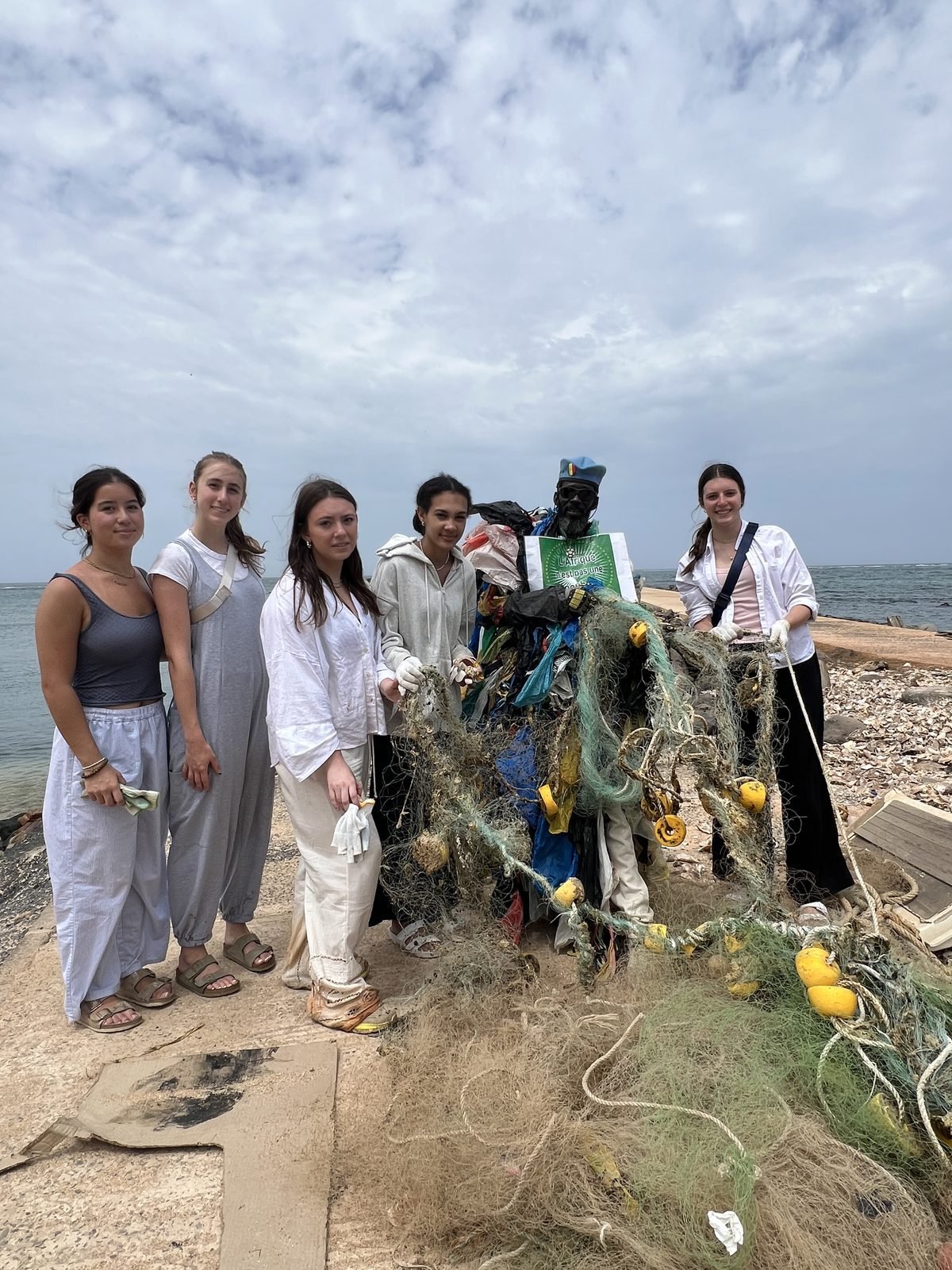 Students after a beach cleanup